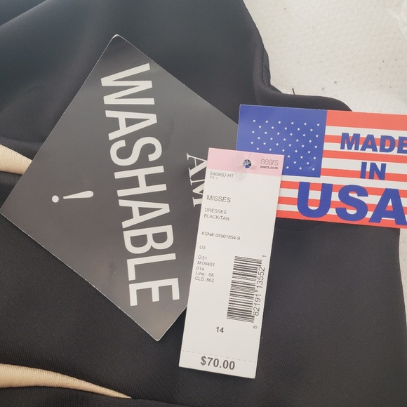 NWT Kathy Robert's Black and Tan Striped Dress - Picture 4 of 4